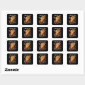 Cool skateboarden pizza feest vierkante sticker (Vel)