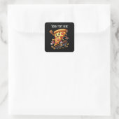 Cool skateboarden pizza feest vierkante sticker (Tas)