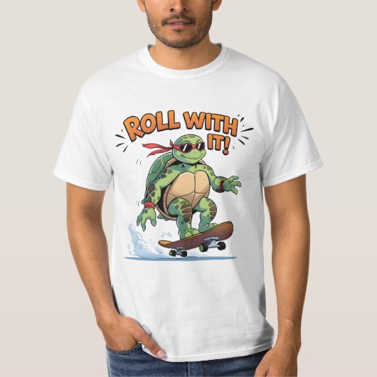 Cool skateboarden schildpad - rol ermee! grappig t-shirt (Voorkant)