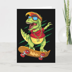 Cool Skateboardende Dinosaur Skater Dabbing T Rex  Kaart