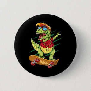 Cool Skateboardende Dinosaur Skater Dabbing T Rex  Ronde Button 5,7 Cm