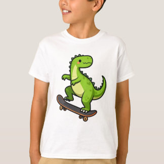 Cool skateboardende dinosaurus kinder T-shirt ontw