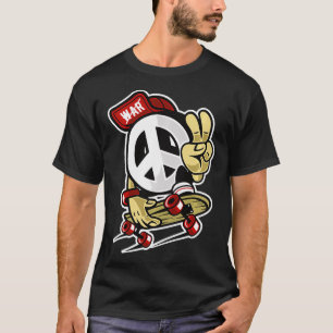 Cool Skateboarder Met het teken van vrede T-shirt