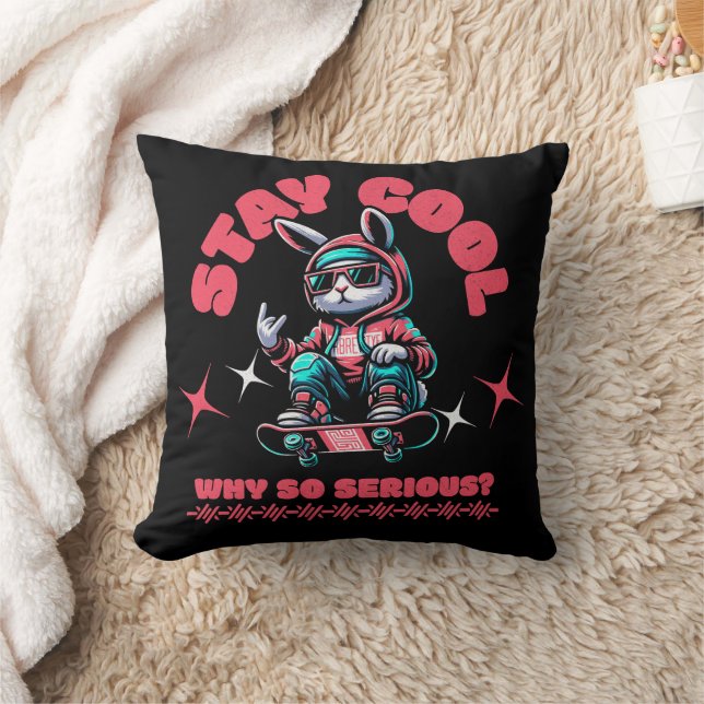 Cool Skateboarding Bunny Kussen (Deken)
