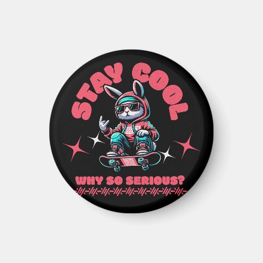 Cool Skateboarding Bunny Magneet (Voorkant)