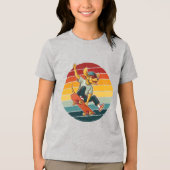 Cool Skateboarding Dog Illustration Tri-Blend Shirt (Voorkant)