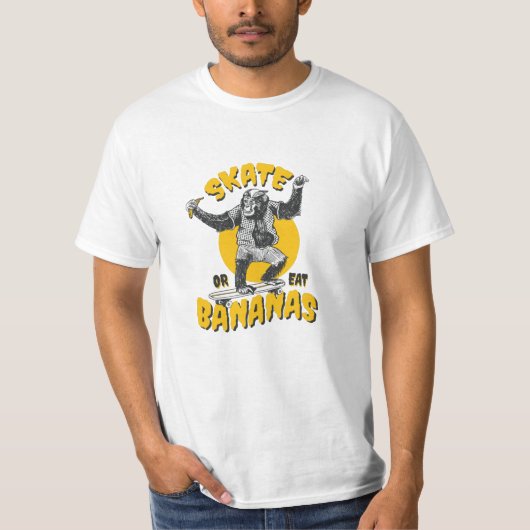 Cool Skateboarding monkey - Skate or eat bananas T-shirt (Voorkant)