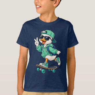 Cool Skater Duck T-shirt – Trendy Streetwear Anima