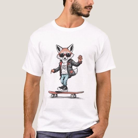 Cool Skater Fox Grafisch T-shirt (Voorkant)