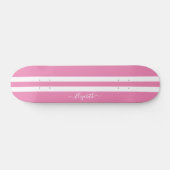 Cool Skater Girl Pink White Racing Stripes Persoonlijk Skateboard (Horizontaal)