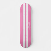 Cool Skater Girl Pink White Racing Stripes Persoonlijk Skateboard (Voorkant)