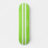 Cool Skater Green White Racing Stripes Monogramed Persoonlijk Skateboard (Voorkant)