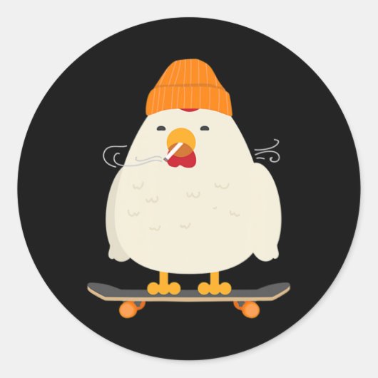 Cool Skater Kip Skateboard  Ronde Sticker (Voorkant)