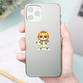 Cool Skater Lion | Schattige Kawaii Safari Animal Sticker (Telefoon)