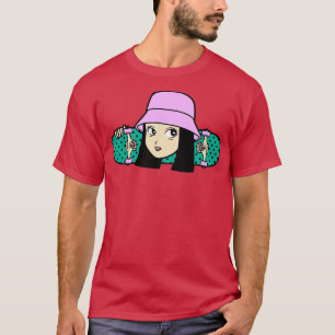 Cool Skater Meisje met Bucket Pet T-shirt