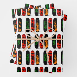 Cool skater skateboard gepersonaliseerd inpakpapier vel