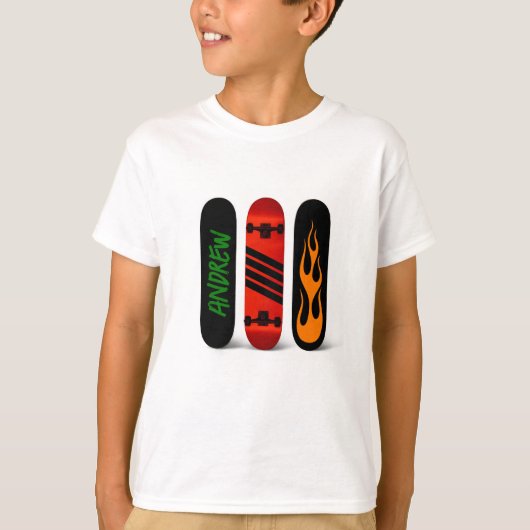 Cool skater skateboard gepersonaliseerd t-shirt (Voorkant)