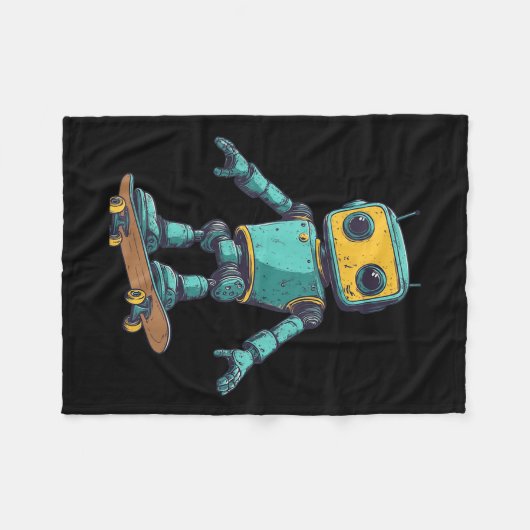 Cool Skating Robot With Skateboard Costume Fleece Deken (Voorkant (Horizontaal))