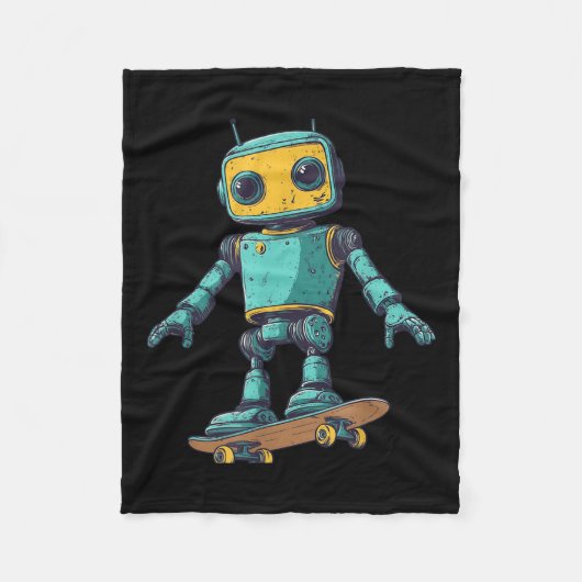 Cool Skating Robot With Skateboard Costume Fleece Deken (Voorkant)