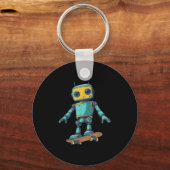 Cool Skating Robot With Skateboard Costume Sleutelhanger (Voorkant)