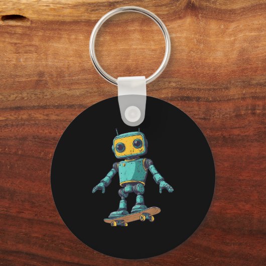 Cool Skating Robot With Skateboard Costume  Sleutelhanger (Voorkant)