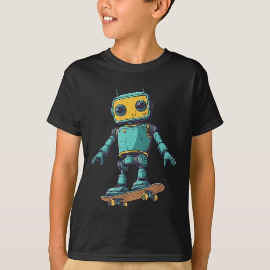 Cool Skating Robot With Skateboard Costume T-shirt (Voorkant)