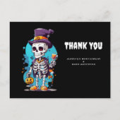 Cool skelet in een hoge hoed Halloween bedankt Briefkaart (Voorkant)