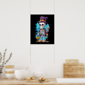 Cool skelet in een hoge hoed Halloween Poster (Keuken)
