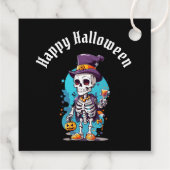 Cool Skelet in een Top Hat Halloween Bedankjes Labels (Achterkant)