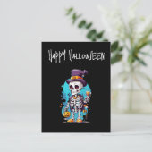 Cool Skelet in een Top Hat Halloween Feestdagenkaart (Staand voorkant)