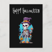 Cool Skelet in een Top Hat Halloween Feestdagenkaart (Voorkant)