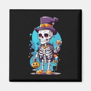 Cool Skelet in een Top Hat Halloween Magneet