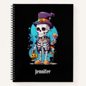Cool Skelet in een Top Hat Halloween Notitieboek (Voorkant)