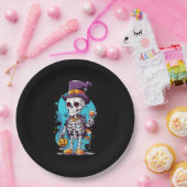Cool Skelet in een Top Hat Halloween Papieren Bordje (Feest)