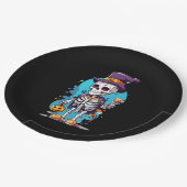 Cool Skelet in een Top Hat Halloween Papieren Bordje (Gekanteld)