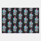 Cool Skelet in een Top Hat Halloween Patroon Inpakpapier Vel (Voorkant)