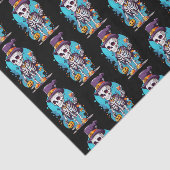 Cool Skelet in een Top Hat Halloween Patroon Tissuepapier (Detail)