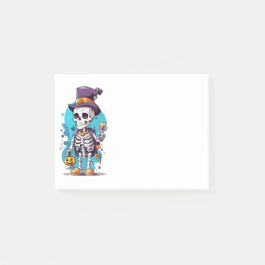 Cool Skelet in een Top Hat Halloween Post-it® Notes (Voorkant)