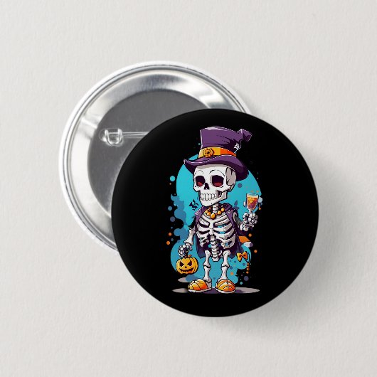 Cool Skelet in een Top Hat Halloween Ronde Button 5,7 Cm (Voorkant /achterkant)