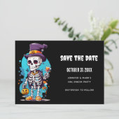 Cool Skelet in een Top Hat Halloween Save The Date (Staand voorkant)