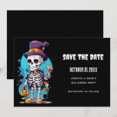 Cool Skelet in een Top Hat Halloween Save The Date (Voorkant / Achterkant)