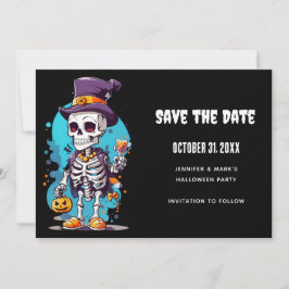 Cool Skelet in een Top Hat Halloween Save The Date