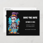 Cool Skelet in een Top Hat Halloween Save the Date Uitnodiging Briefkaart (Voorkant / Achterkant)
