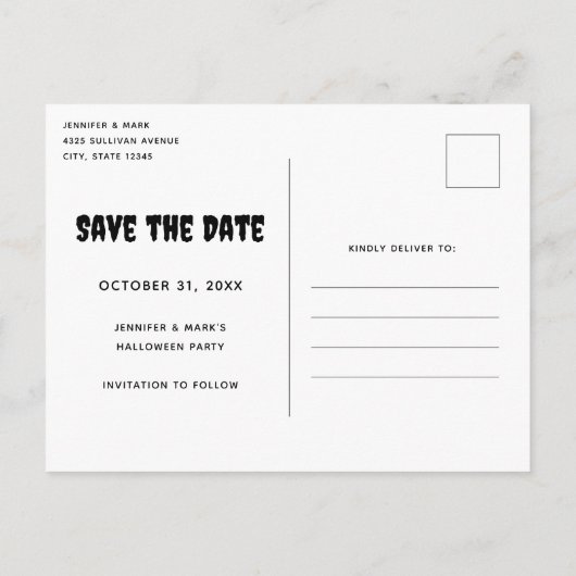 Cool Skelet in een Top Hat Halloween Save the Date Uitnodiging Briefkaart (Achterkant)