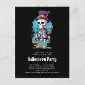 Cool Skelet in een Top Hat Halloween Uitnodiging Briefkaart (Voorkant)