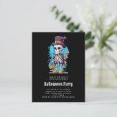 Cool Skelet in een Top Hat Halloween Uitnodiging Briefkaart (Staand voorkant)