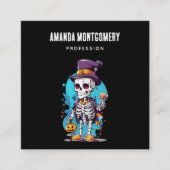 Cool Skelet in een Top Hat Halloween Vierkante Visitekaartje (Voorkant)