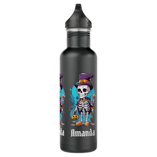 Cool Skelet in een Top Hat Halloween Waterfles (Rechts)