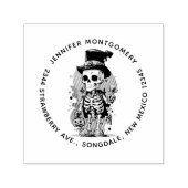 Cool Skelet in een Top Hoed Halloween Adres Zelfinktende Stempel (Design)