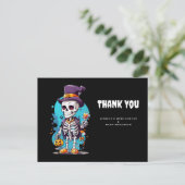 Cool Skelet in een Top Hoed Halloween Dank je Briefkaart (Staand voorkant)